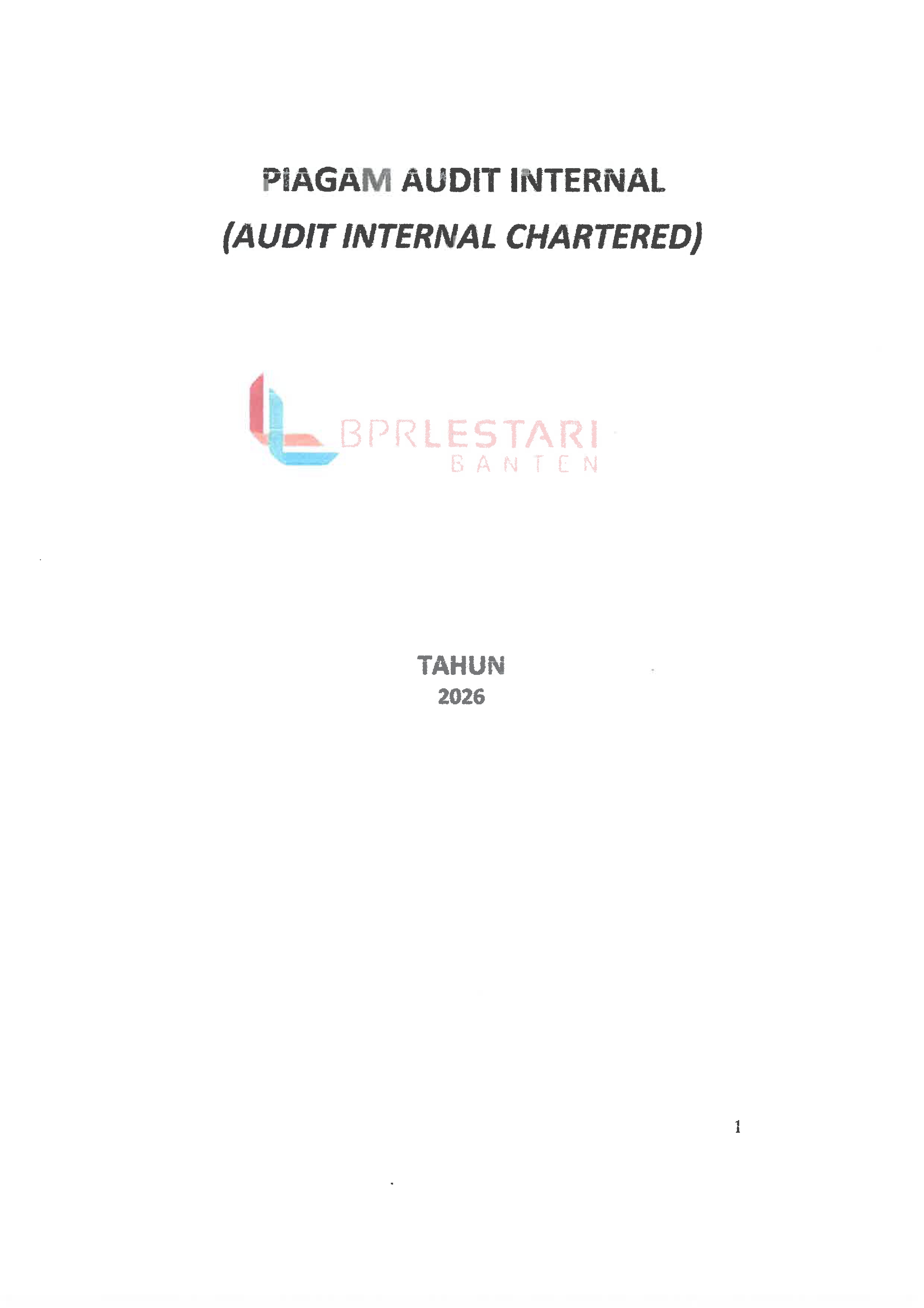 Piagam Audit Internal BPR Lestari Banten